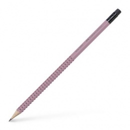 Grafitceruza, B, háromszögletű, radírral, FABER-CASTELL "Grip 2001", rózsaszín